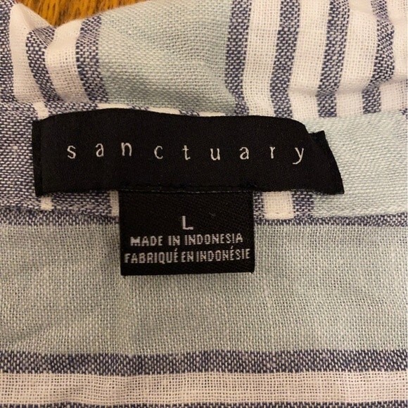 Sanctuary Striped Cuff Sleeved Tie Off Button Down Shirt - Picture 9 of 11